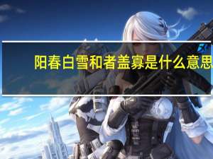 阳春白雪和者盖寡是什么意思