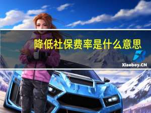 降低社保费率是什么意思