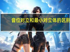 音位对立和最小对立体的区别