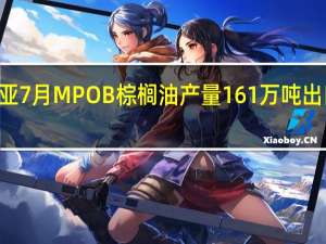 马来西亚7月MPOB棕榈油产量161万吨出口量135万吨
