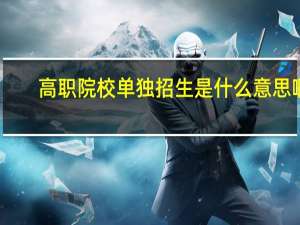 高职院校单独招生是什么意思啊