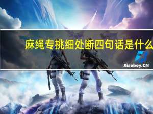 麻绳专挑细处断四句话是什么