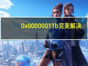0x00000011b完美解决（0x0000001）