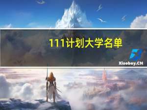 111计划大学名单
