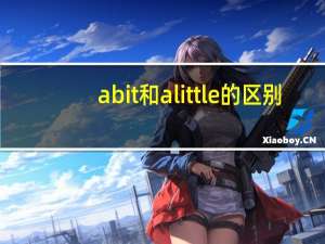 a bit和a little的区别