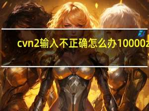 cvn2输入不正确怎么办10000z6（cvn2输入不正确是什么意思）