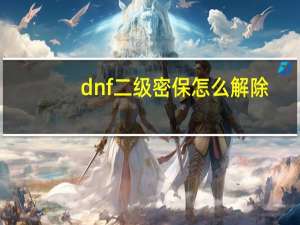 dnf二级密保怎么解除（dnf二级密保）