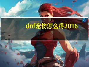 dnf宠物怎么得2016