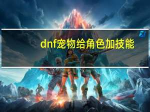 dnf宠物给角色加技能