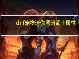 dnf宠物迷你黑暗武士属性