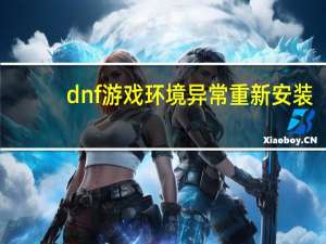 dnf游戏环境异常重新安装（dnf游戏环境异常）