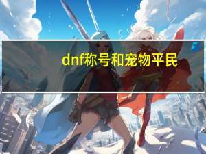dnf称号和宠物平民