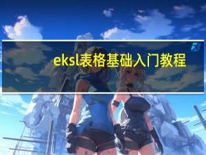 eksl表格基础入门教程（eksl表格基本教程）