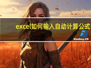 excel如何输入自动计算公式