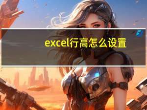 excel行高怎么设置（Excel行高）