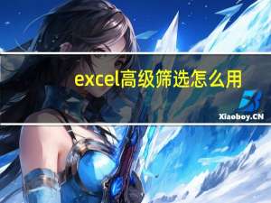 excel高级筛选怎么用（excel高级筛选）