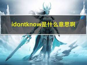 idontknow是什么意思啊（i do是什么意思）