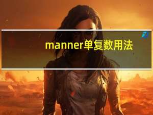 manner单复数用法