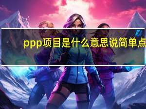 ppp项目是什么意思说简单点（ppp项目是什么）