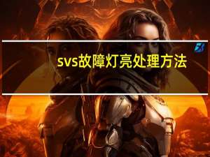 svs故障灯亮处理方法
