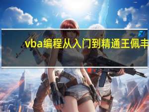 vba编程从入门到精通王佩丰（vba编程从入门到精通）