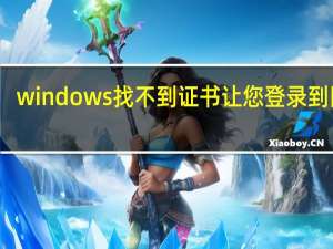 windows找不到证书让您登录到网络（windows找不到证书）