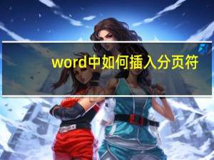 word中如何插入分页符（Excel如何插入分页符）