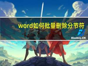 word如何批量删除分节符