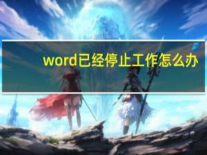 word已经停止工作怎么办（word停止工作打不开怎么办）