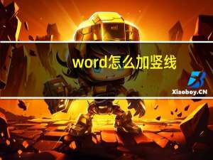 word怎么加竖线