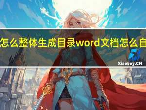 word怎么整体生成目录 word文档怎么自动生成目录