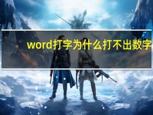 word打字为什么打不出数字