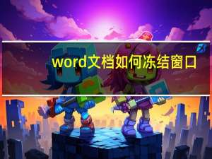 word文档如何冻结窗口（如何冻结窗口）