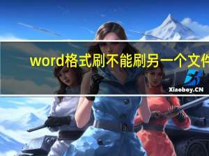 word格式刷不能刷另一个文件（word格式刷不能连续刷）