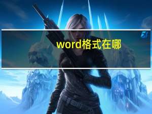 word格式在哪