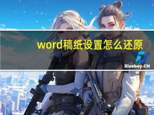 word稿纸设置怎么还原（word稿纸设置在哪里）