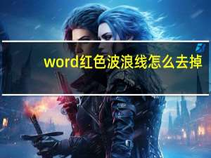 word红色波浪线怎么去掉（word波浪线怎么去掉）
