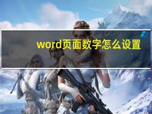 word页面数字怎么设置