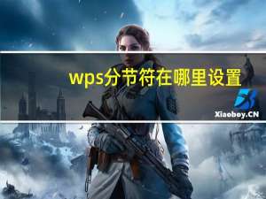 wps分节符在哪里设置（wps分节符在哪）