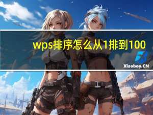 wps排序怎么从1排到100（wps排序）