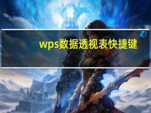 wps数据透视表快捷键