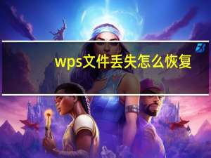 wps文件丢失怎么恢复（wps文件丢失怎么找回）