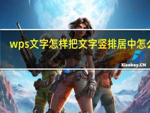 wps文字怎样把文字竖排居中怎么弄（wps文字怎么竖排居中）