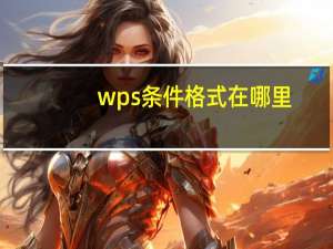 wps条件格式在哪里