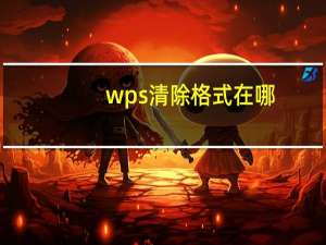 wps清除格式在哪