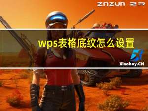 wps表格底纹怎么设置（表格底纹怎么设置）