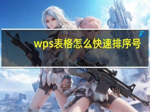wps表格怎么快速排序号