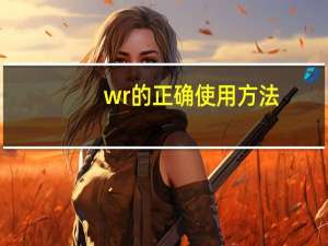wr的正确使用方法