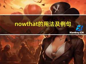 now that的用法及例句（now that）